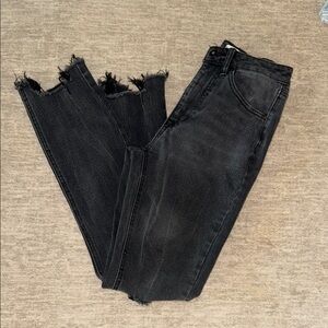 True Craft Black Frayed Ankle Jeans